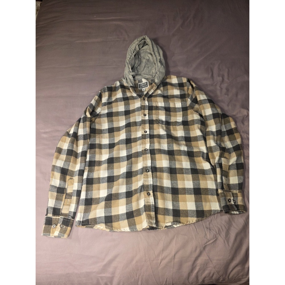 Corner store Bodega Flannel Long Sleve Shirt Size M With Hoodie
